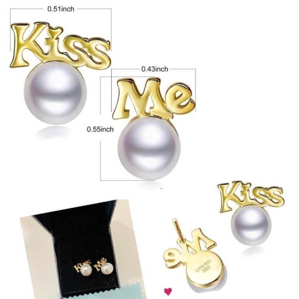KISS ME 925 Sterling Silver stud earring - Picture 3 of 7